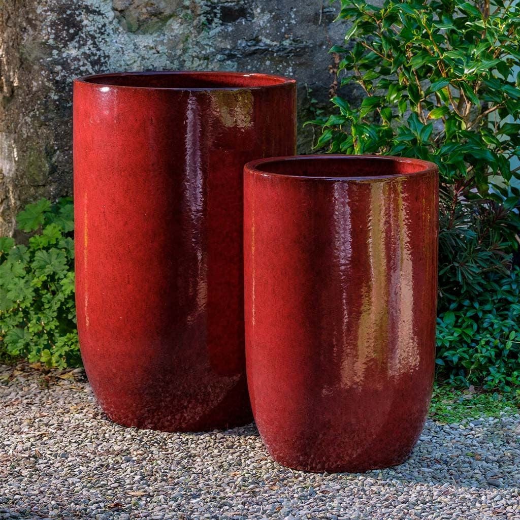 Cole Glazed Terra Cotta Planter Set of 2 in Tropic Red Finish