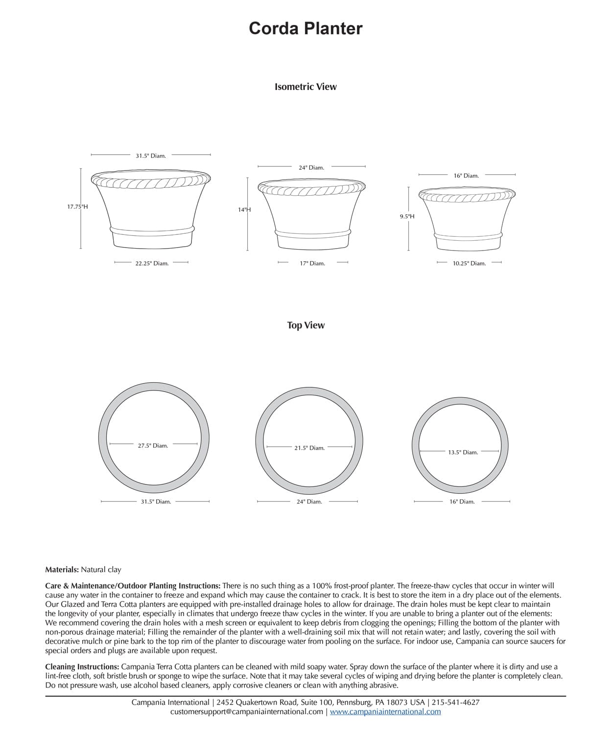 Corda Planter Set of 3 | Glazed & Terra Cotta Collection