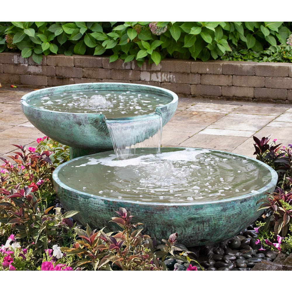 Double Spillway Stone Bowl Fountain - Outdoor Art Pros