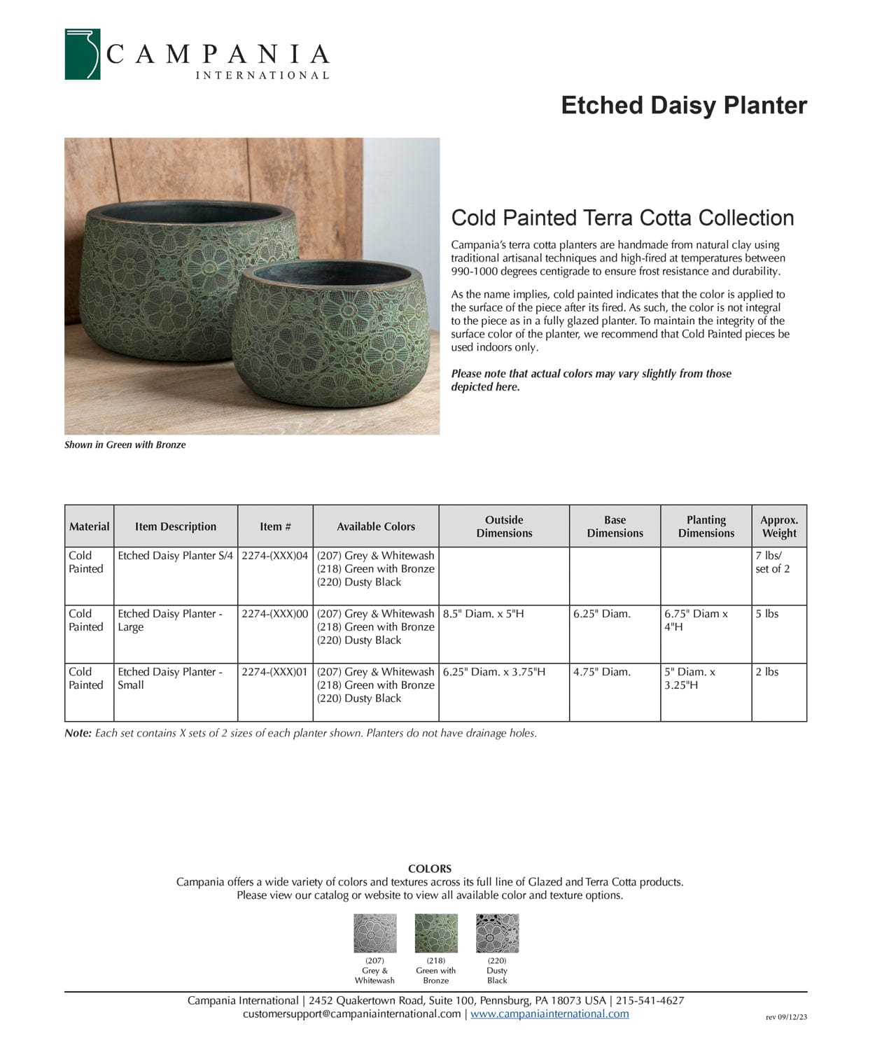 Etched Daisy Set of 4 | Cold Painted Terra Cotta Planter