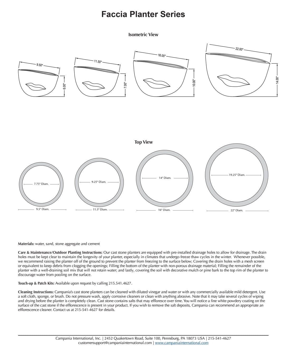 Faccia Planter Series Specs