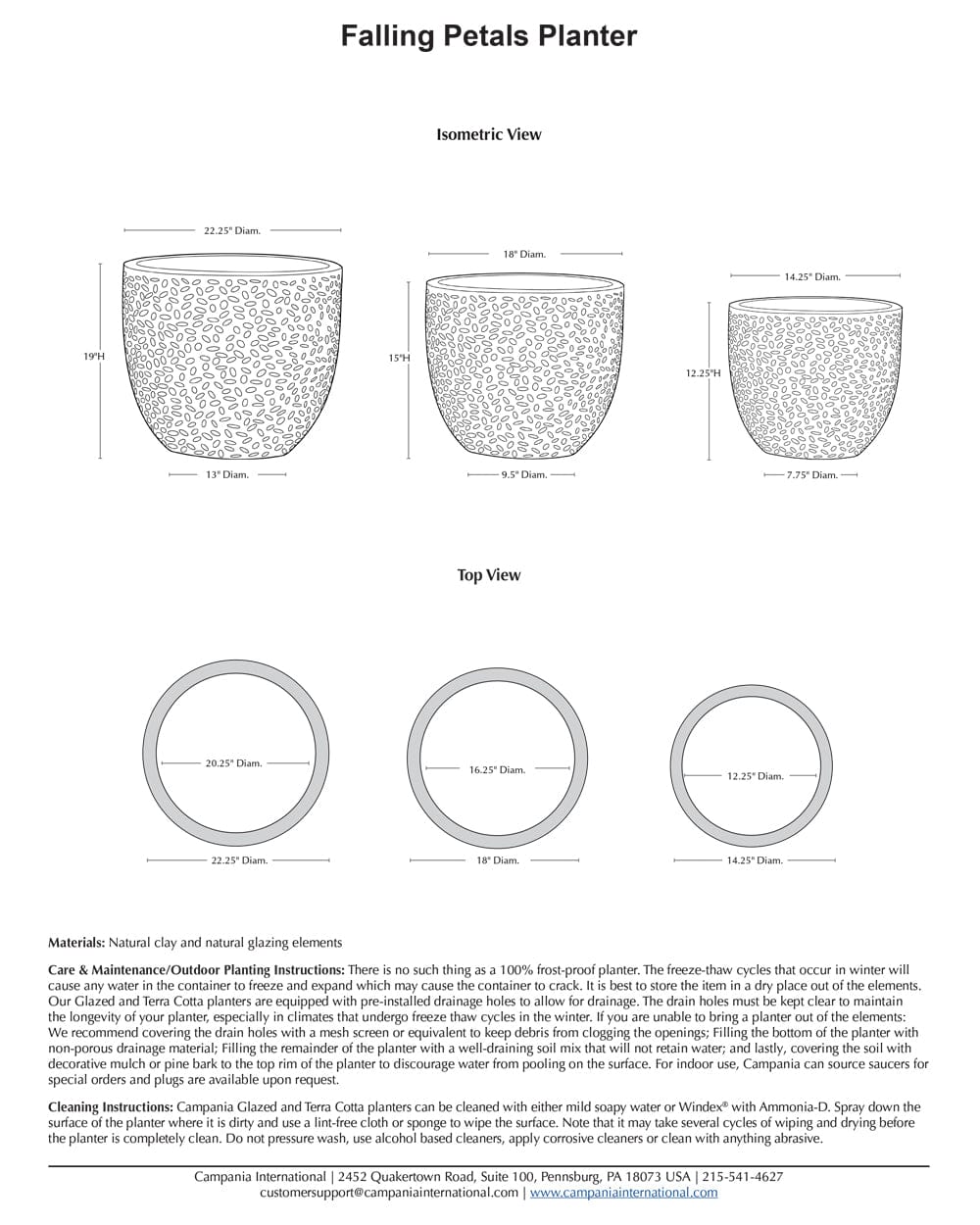 Falling Petals Planter Nested Set of 3 | Glazed Collection