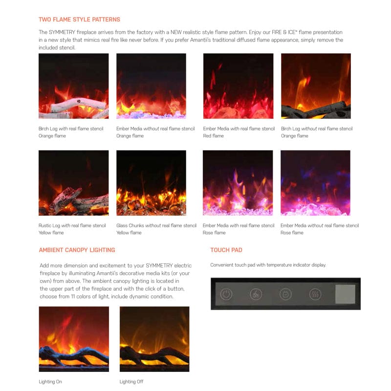 Amantii 50" BESPOKE Symmetry Smart Indoor | Outdoor Electric Fireplace