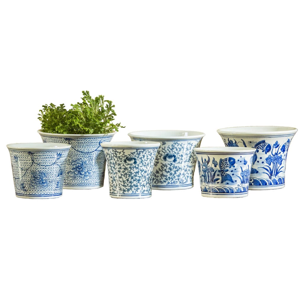 Flared Planter-Blue and White Mix Set of 6