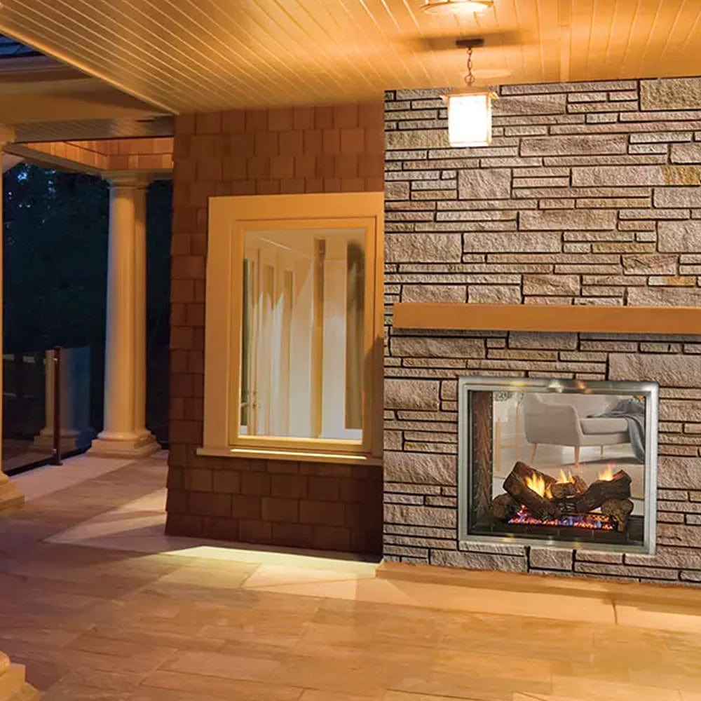 Fortress See-Through Indoor/Outdoor Gas Fireplace with IntelliFire Touch Ignition System - Outdoor Art Pros