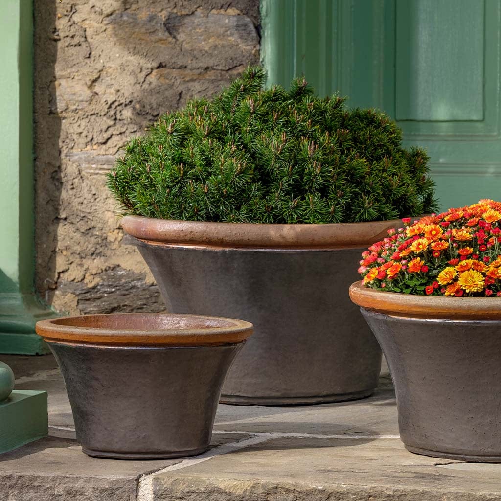 Enfield Glazed Terra Cotta Planter - Nested Set of 3 in Graphite Finish