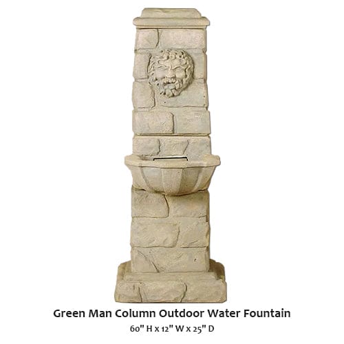Green Man Column Outdoor Water Fountain