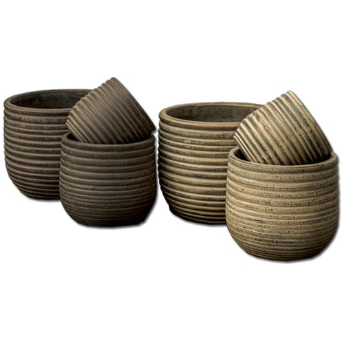 Halliard Beige and Bronze Round | Cold Painted Terra Cotta Planter