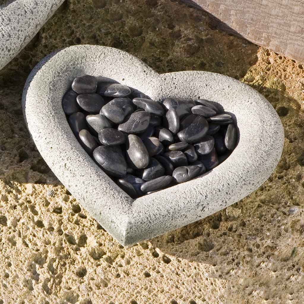 Small Heart Shell Cast Stone Birdbath