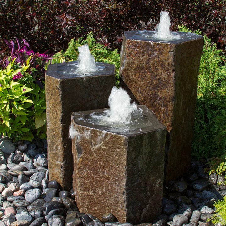 Hollowed-Out Basalt Column Outdoor Fountain - Outdoor Art Pros