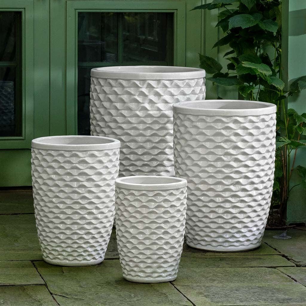 Tall Honeycomb Glazed Planter Set of 4 in Coco