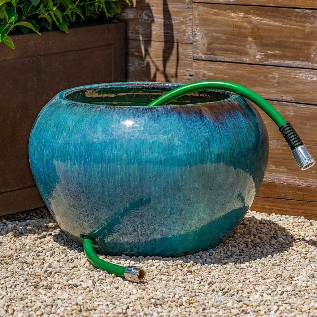 Glazed Terra Cotta Outdoor Hose Pot in Mediterranean Finish