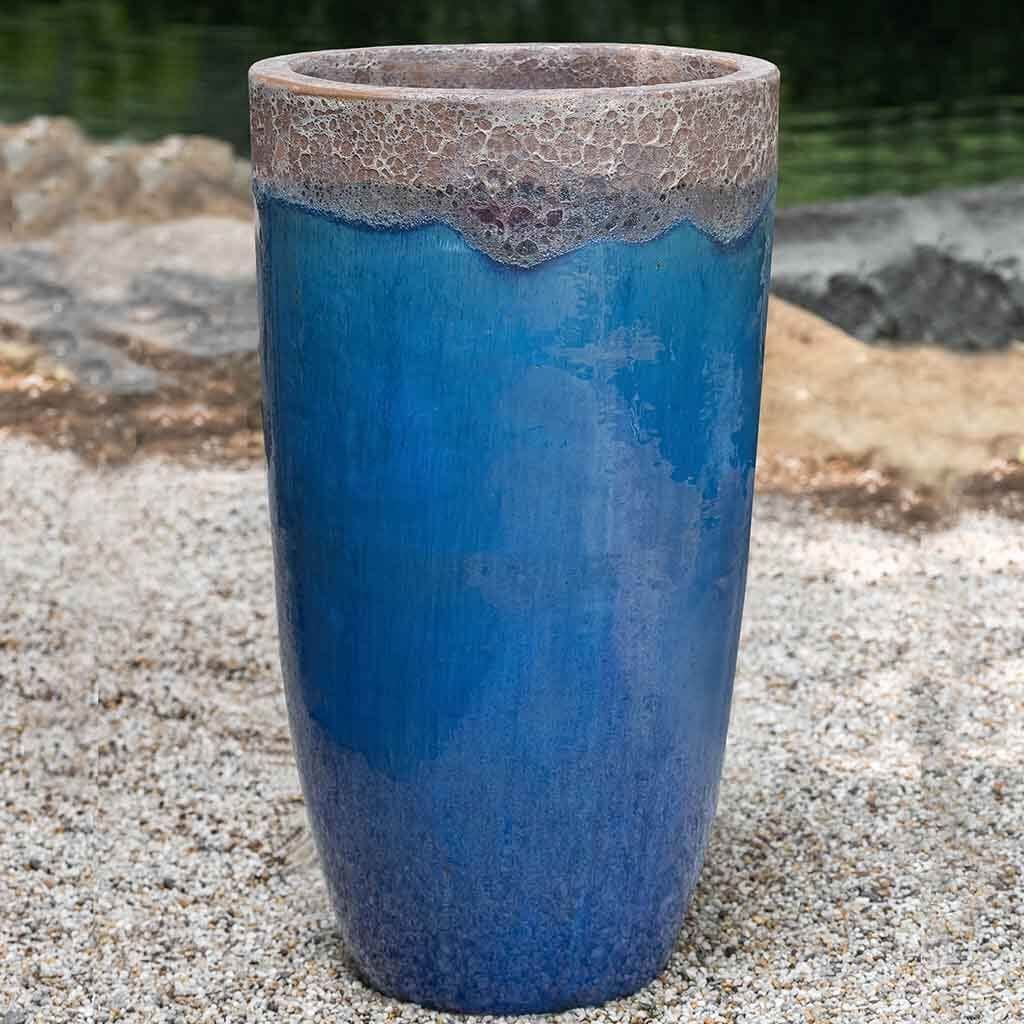 Ixtapa Glazed Terra Cotta Planter - Set of 2 in Beachcomber Blue Finish