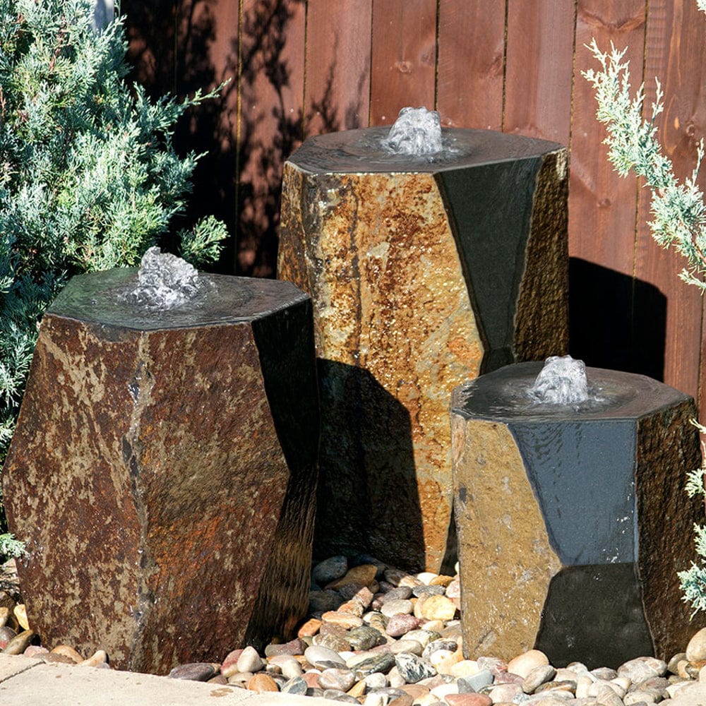 Kazan Triple Stone Outdoor Fountain - Outdoor Art Pros