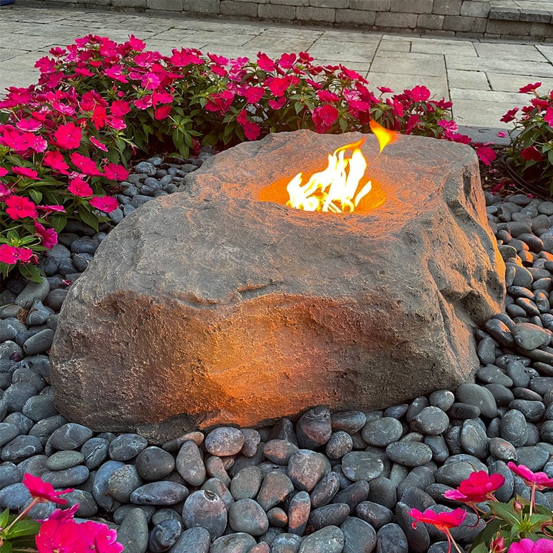 Propane Fire Rocks Large Faux Fire Stone with Propane Burner Kit