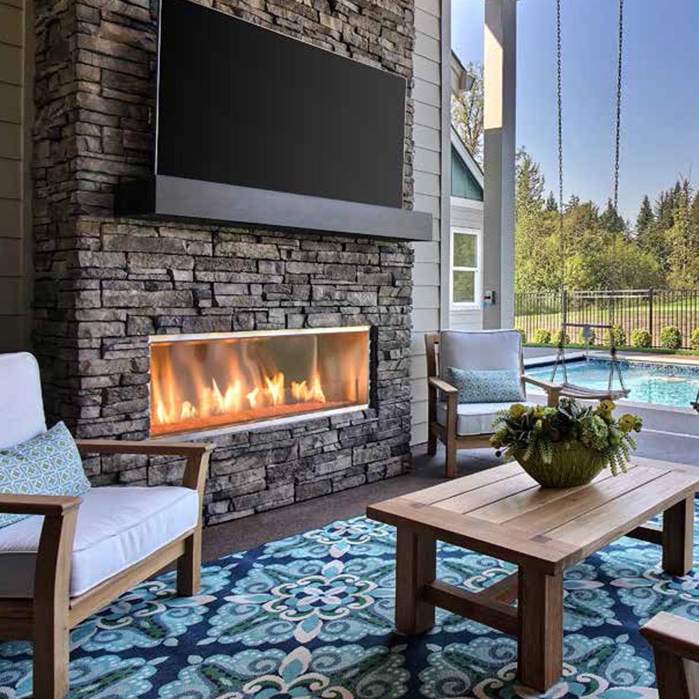 Lanai 48" Single-sided Outdoor Linear Fireplace with IntelliFire Ignition - Outdoor Art Pros