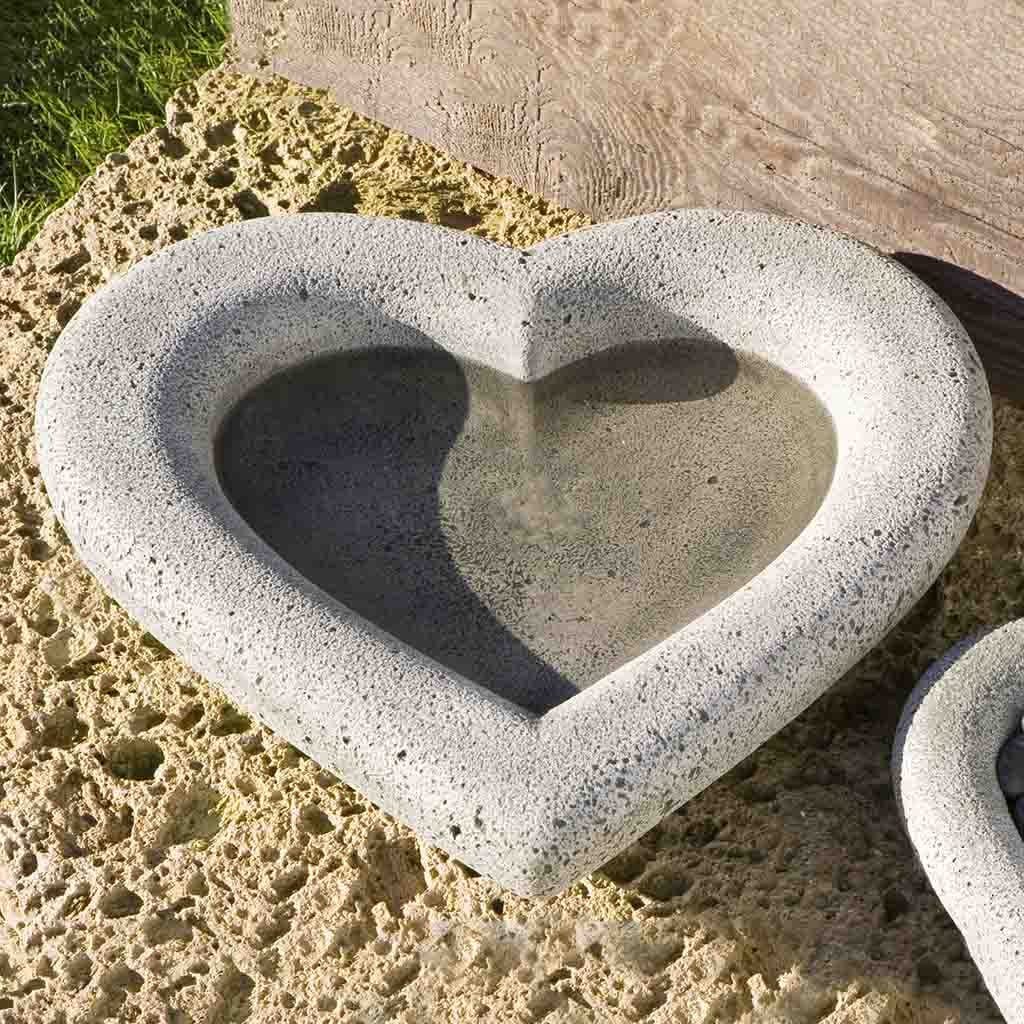 Large Heart Shell Cast Stone Birdbath