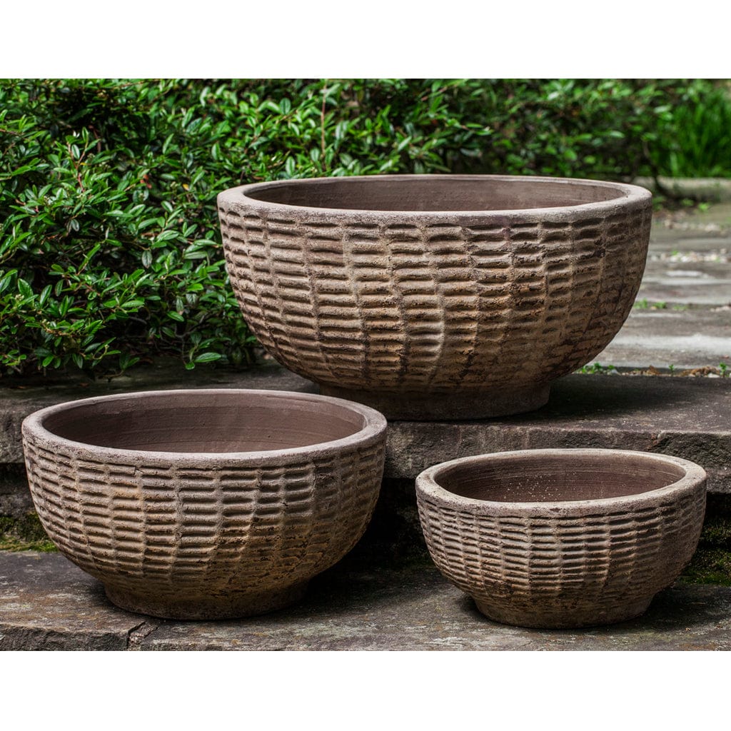 Antique Lattice Basket - Set of 3 in Antico Terra Cotta - Outdoor Art Pros
