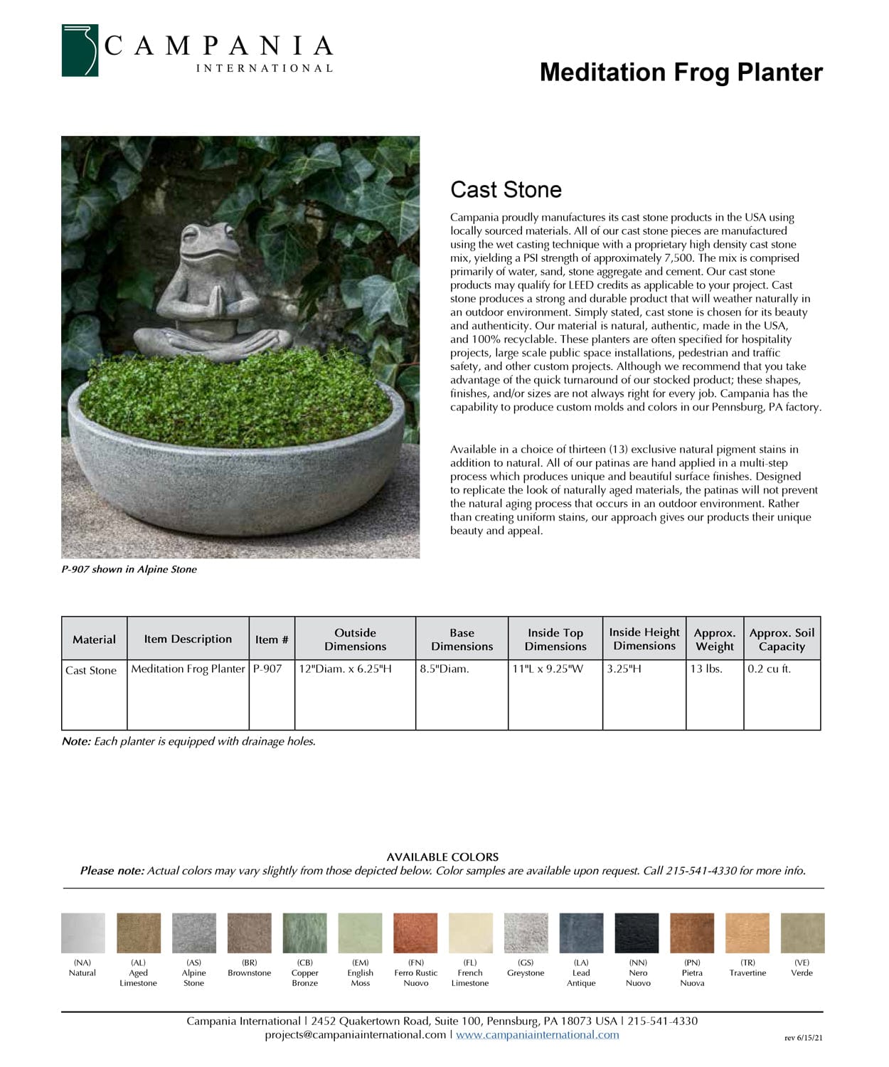 Meditation Frog Bowl | Cast Stone Planter
