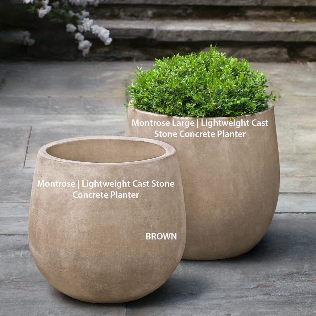 Montrose Lightweight Cast Stone Concrete Planter in Brown