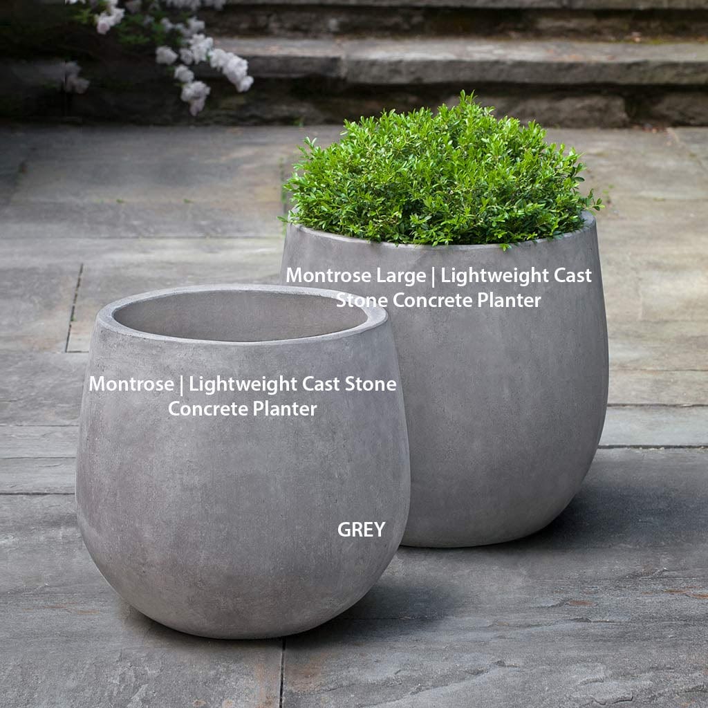 Montrose Lightweight Cast Stone Concrete Planter in Grey