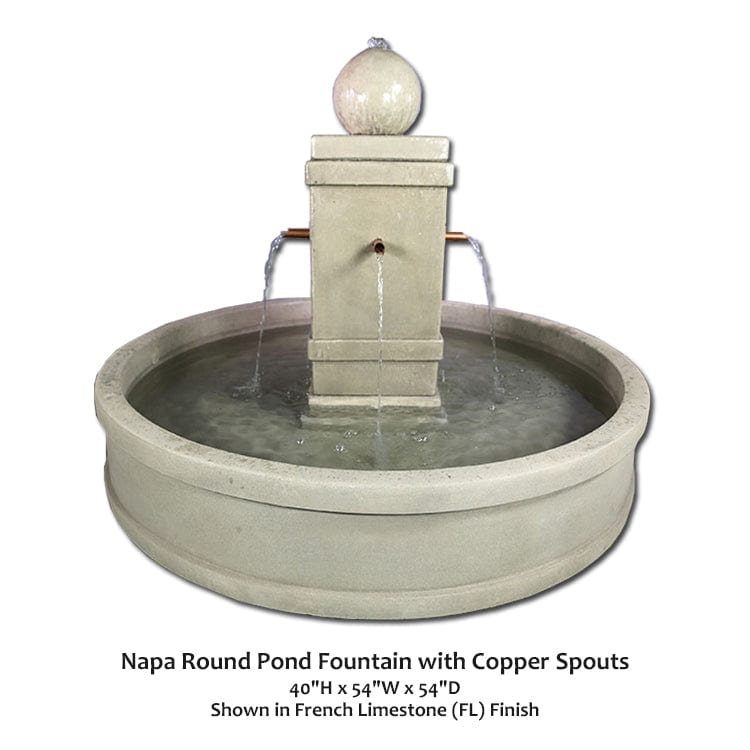 Napa Round Pond Fountain with Copper Spouts