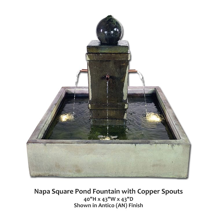 Napa Square Pond Fountain with Copper Spouts