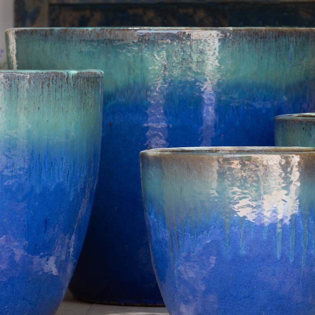 blue glazed plant pots Ocho Planter Nested Set of 4