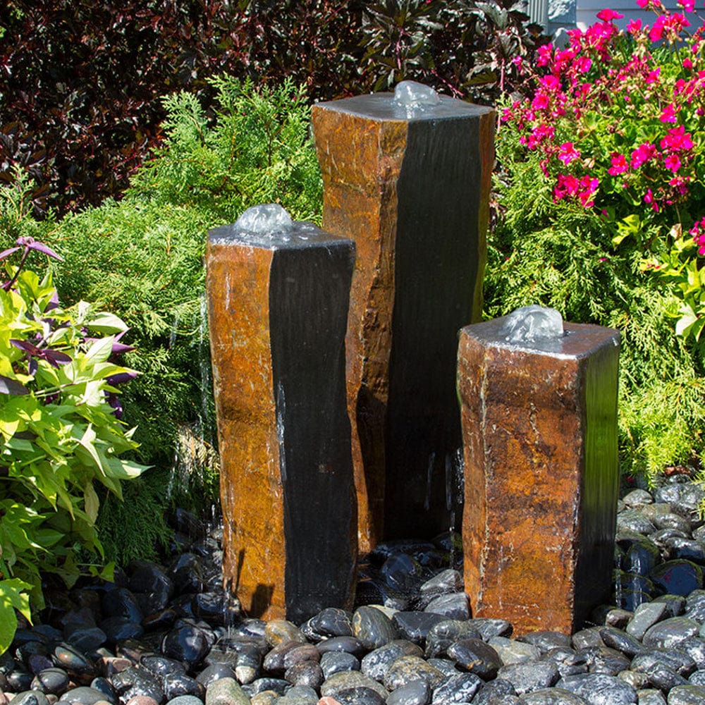 One Side Polished Basalt Stone Fountain - Outdoor Art Pros