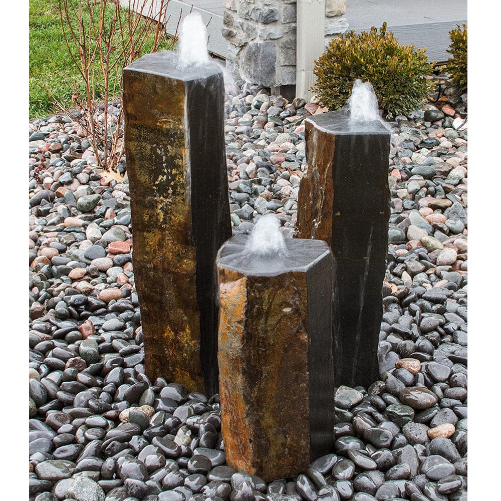 One Side Polished Basalt Stone Fountain - Outdoor Art Pros
