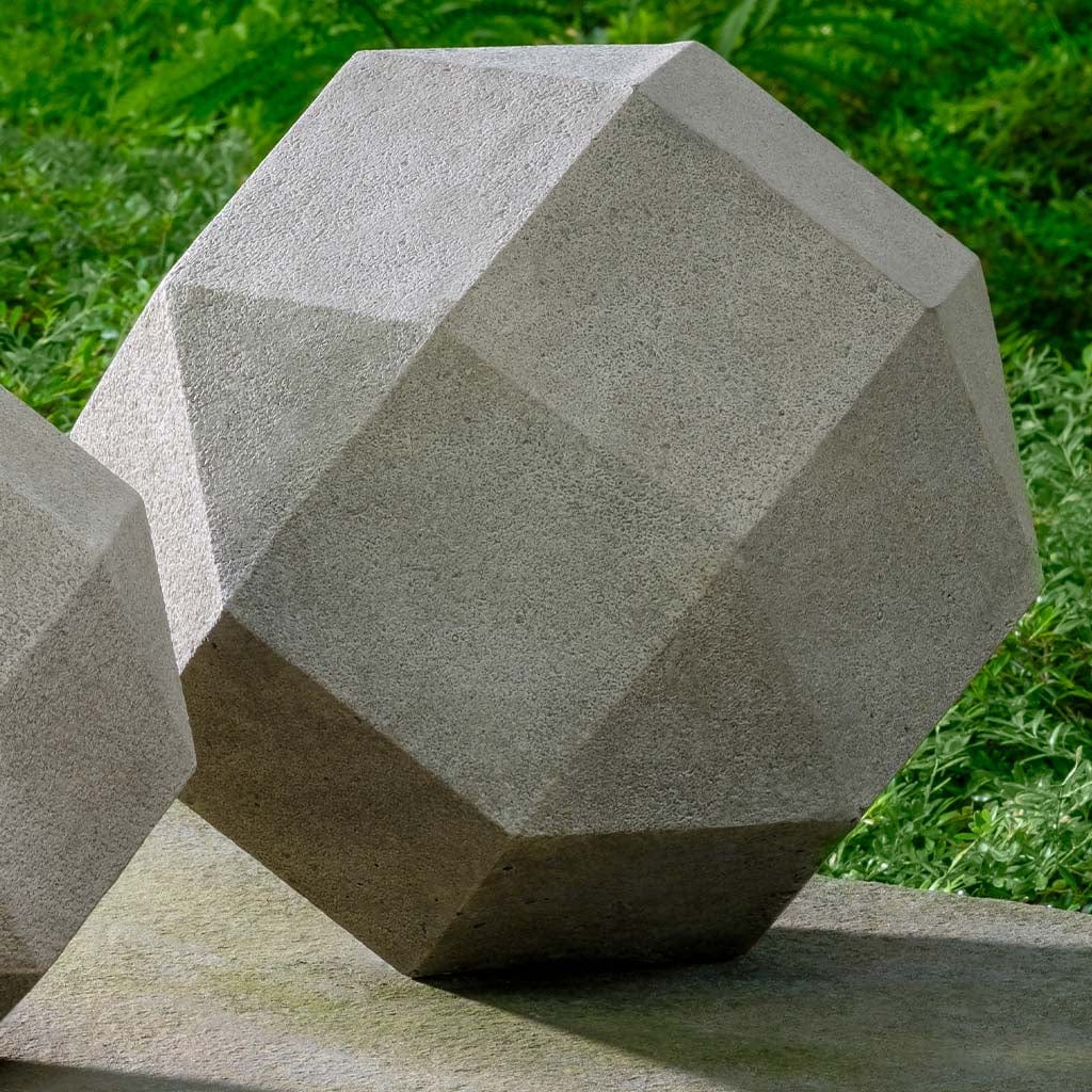 12.5" Polyhedron | Cast Stone Garden Sphere