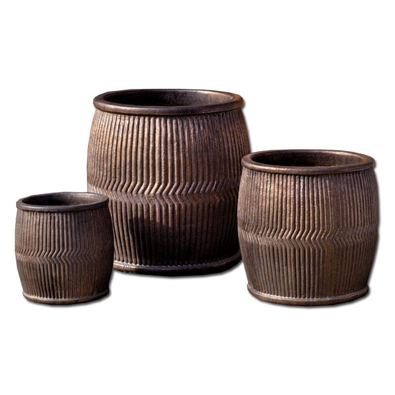 Rain Barrel Planter Set of 3 in Bronze Finish