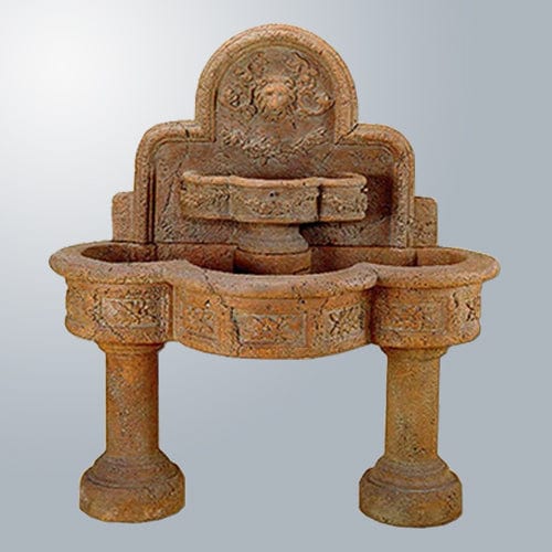 Ricco Deruta Wall Outdoor Fountain with 2 Pedestals