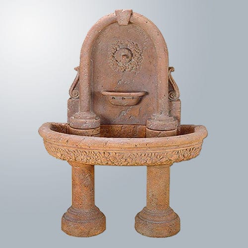 Robbiana Wall Outdoor Fountain with 2 Pedestals
