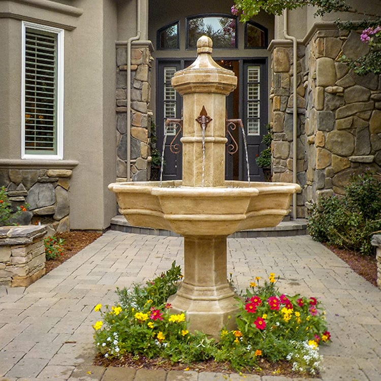 Roubaix Concrete Outdoor Fountain in Brownstone finish