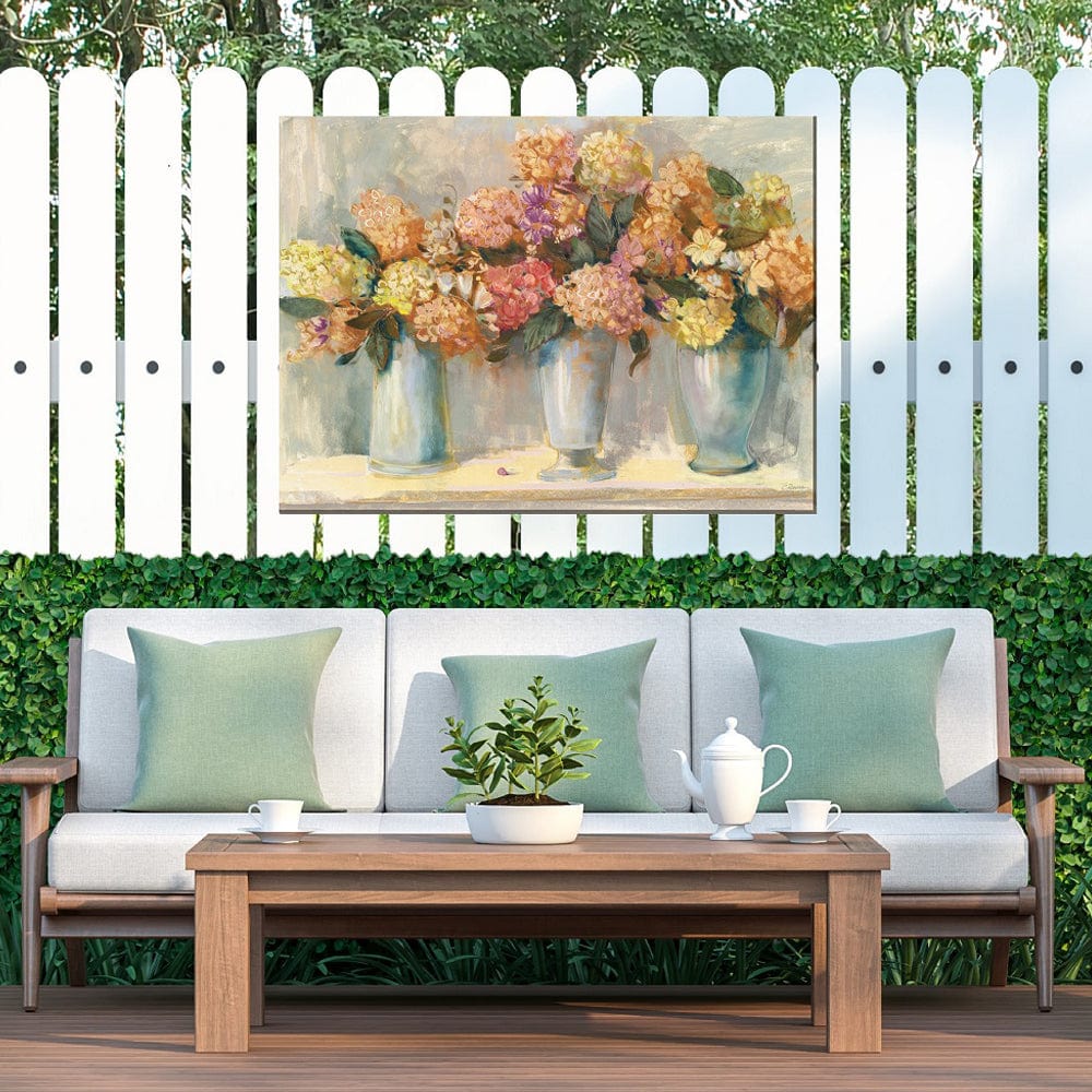 Spiced Hydrangeas Outdoor Canvas Art