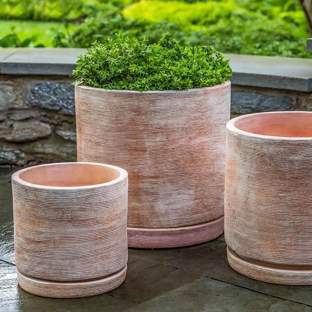 Sgraffito Terra Cotta Planter Set of 3