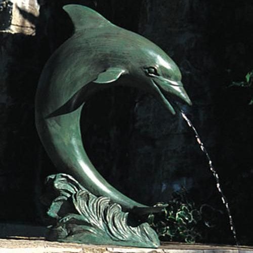 Brass Baron Small Single Dolphin Garden Accent and Pool Statuary - Brass Baron - Outdoor Art Pros