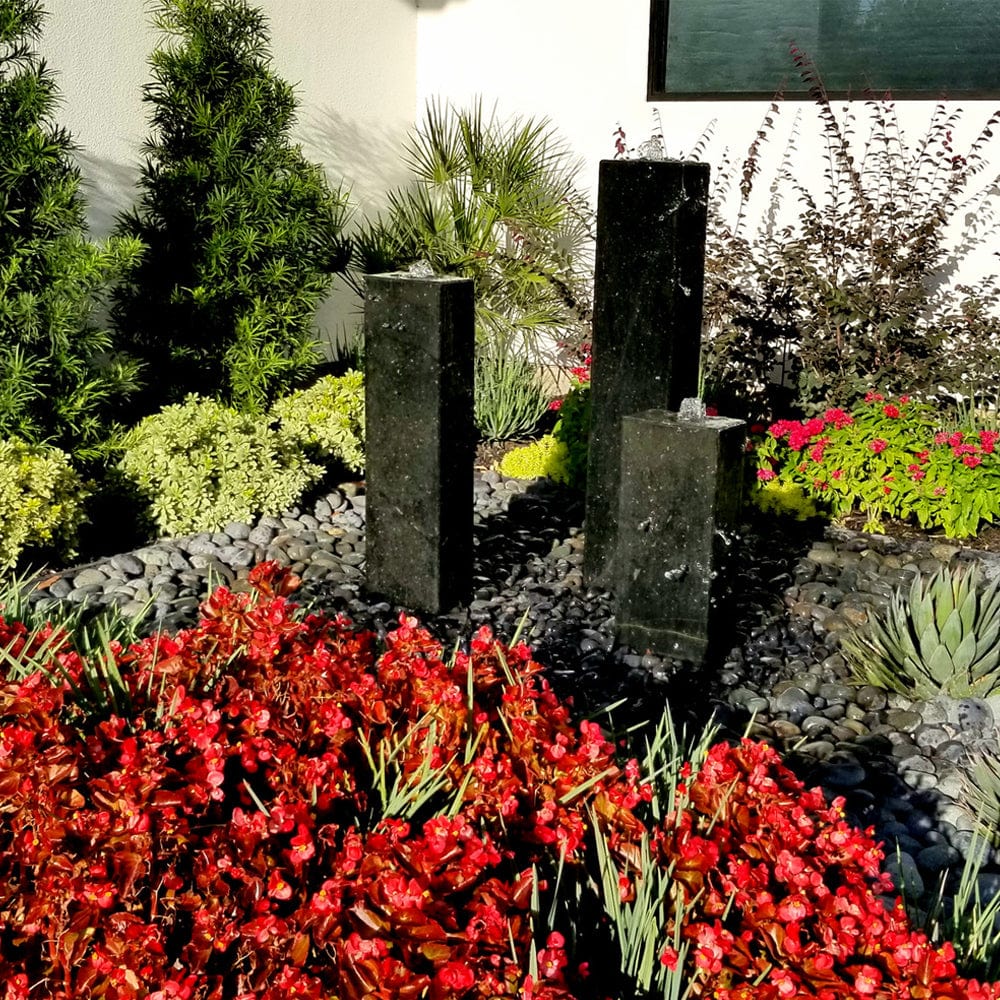 Smooth Black Granite Triple Stone Fountain - Outdoor Art Pros