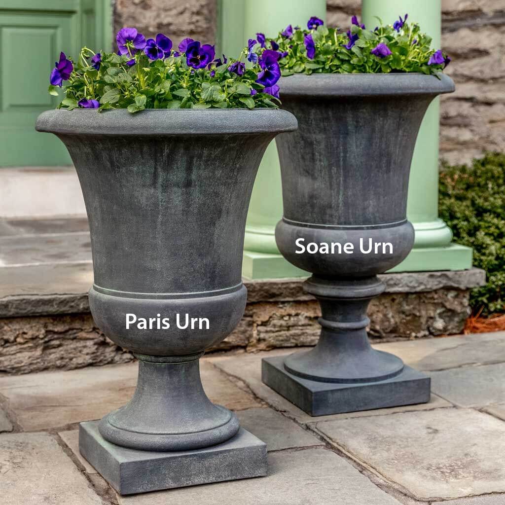 Paris and Soane Urn | Cast Stone Planters in Lead Antique Finish