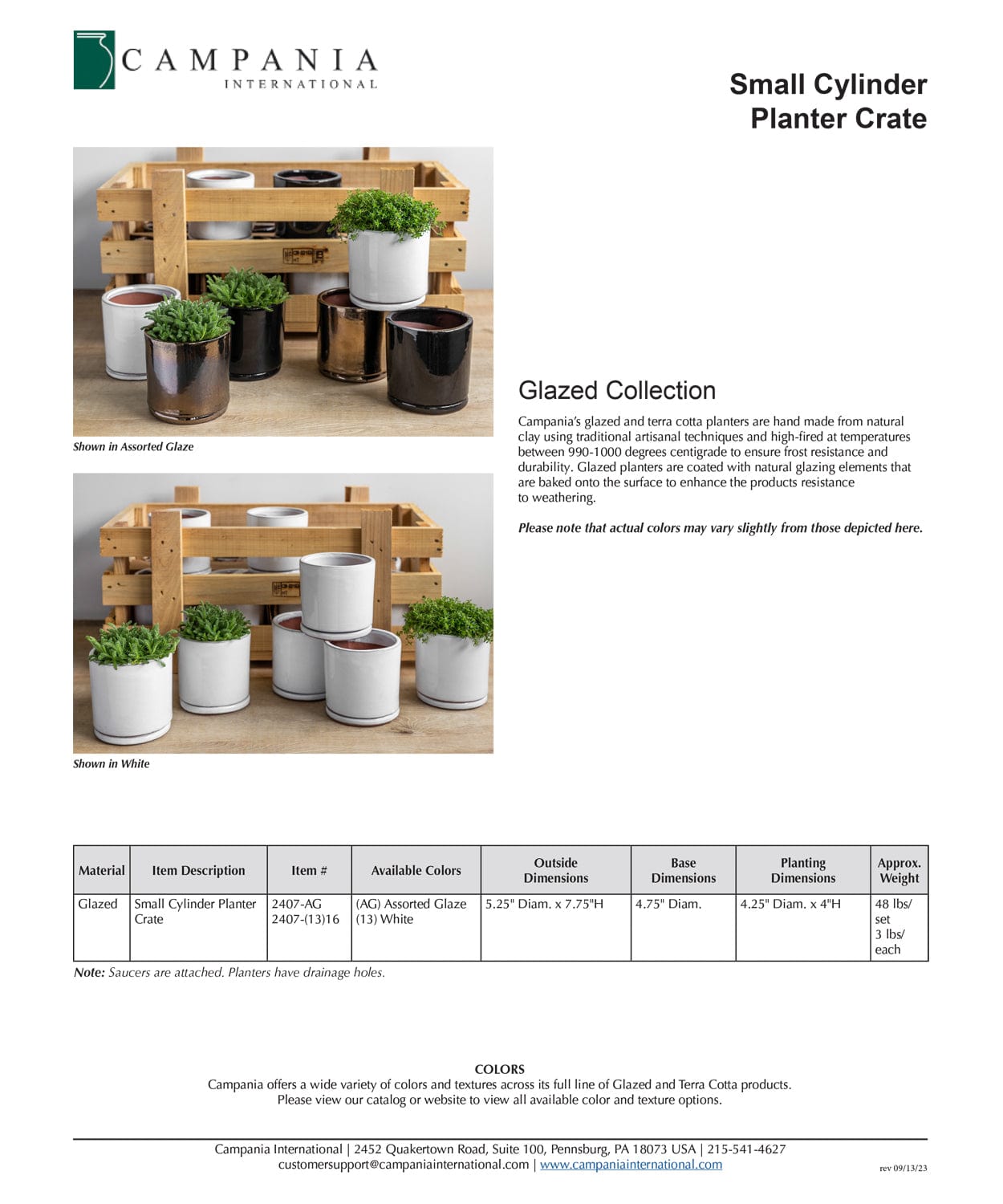 Small Cylinder Planter Crate Set of 16 in Assorted Glaze