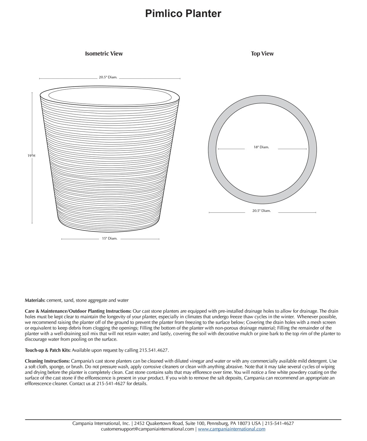 Pimlico Ridged Cast Stone Planter