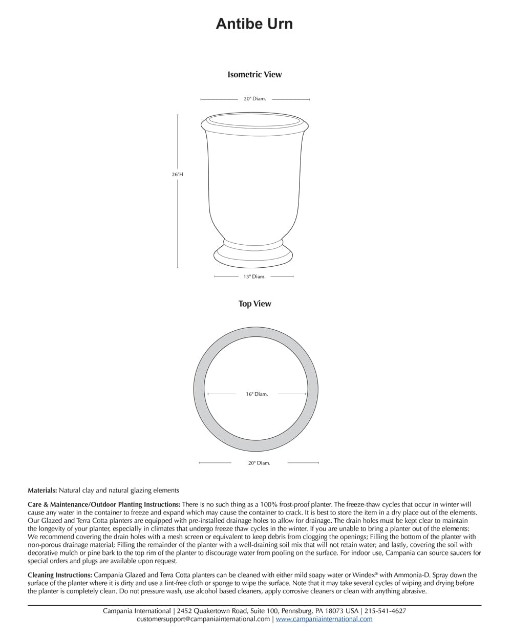 Antibe Urn Planter | Glazed Collection