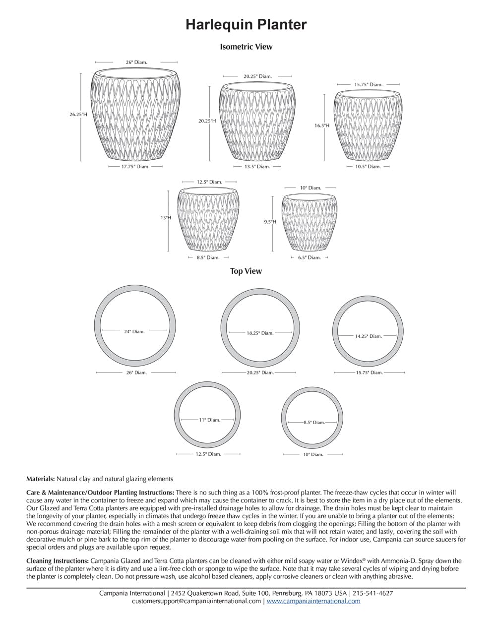 Harlequin Planter Nested Set of 5 | Glazed Collection