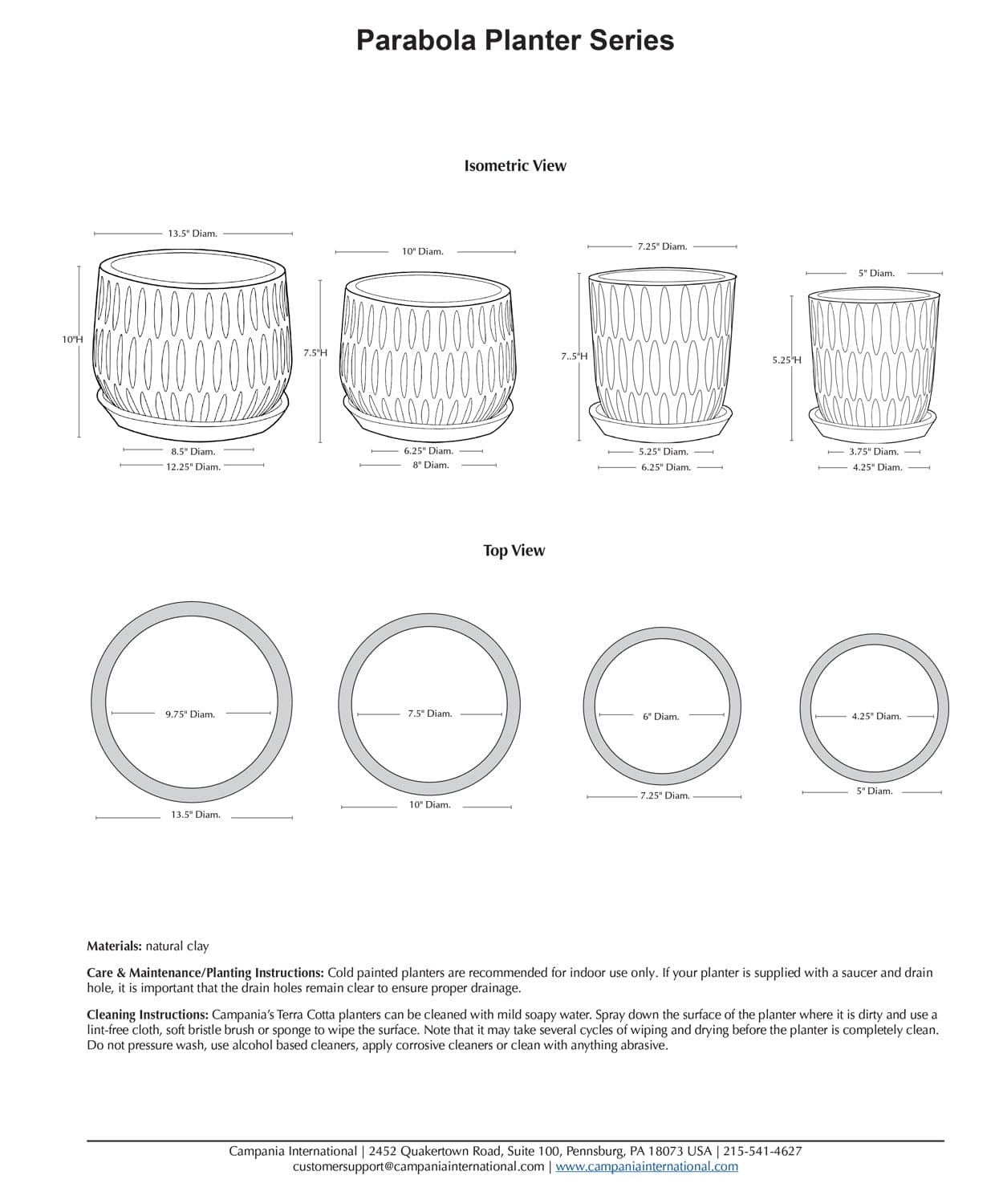 Parabola Set of 8 | Cold Painted Terra Cotta Planter