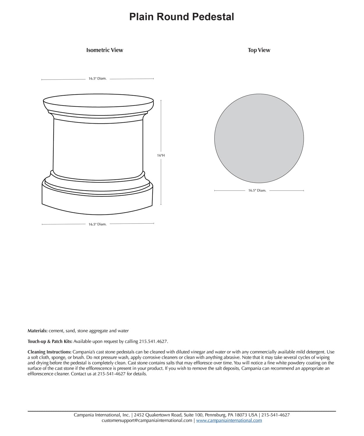 Plain Round Pedestal for Urn and Statues