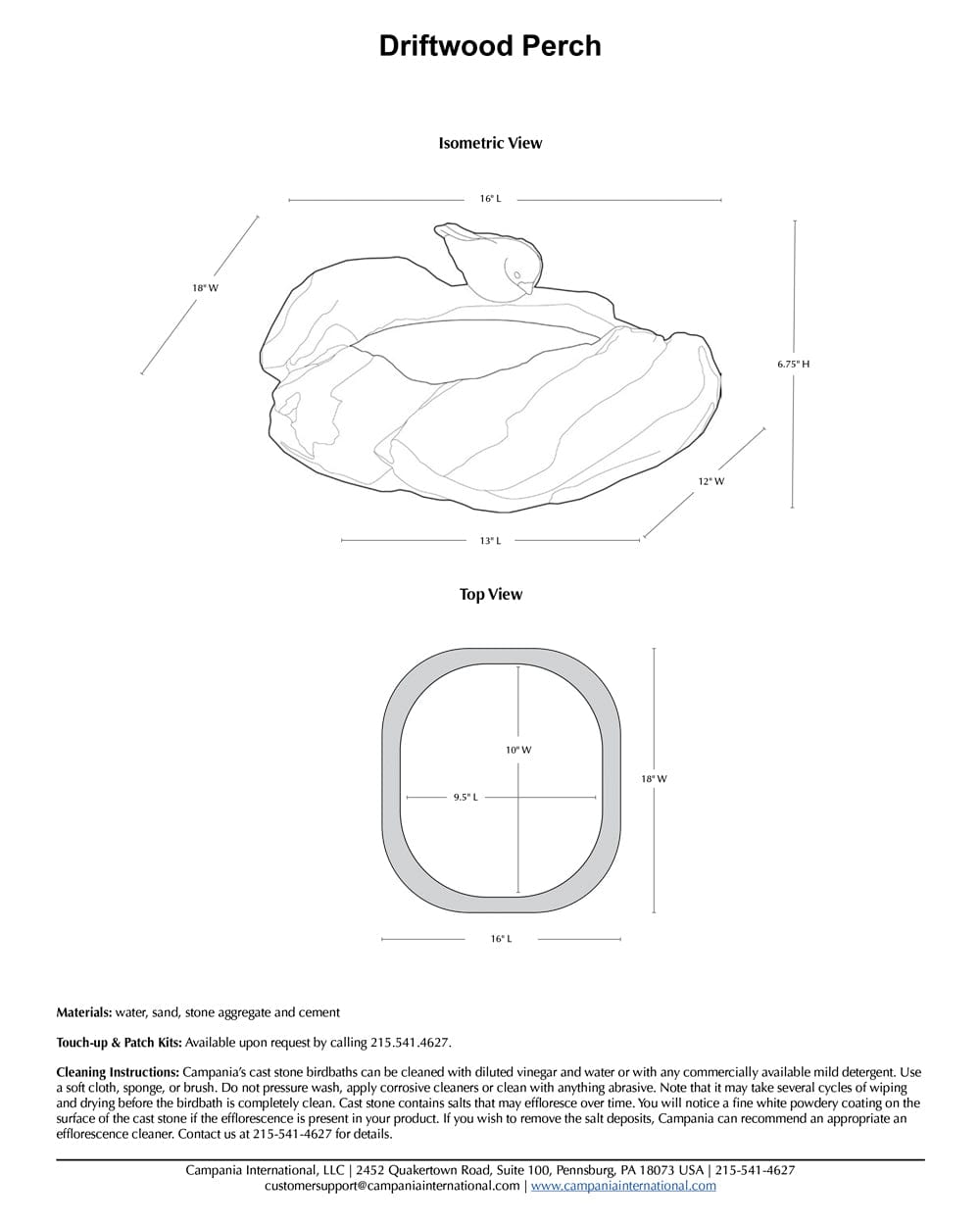 Driftwood Perch Birdbath