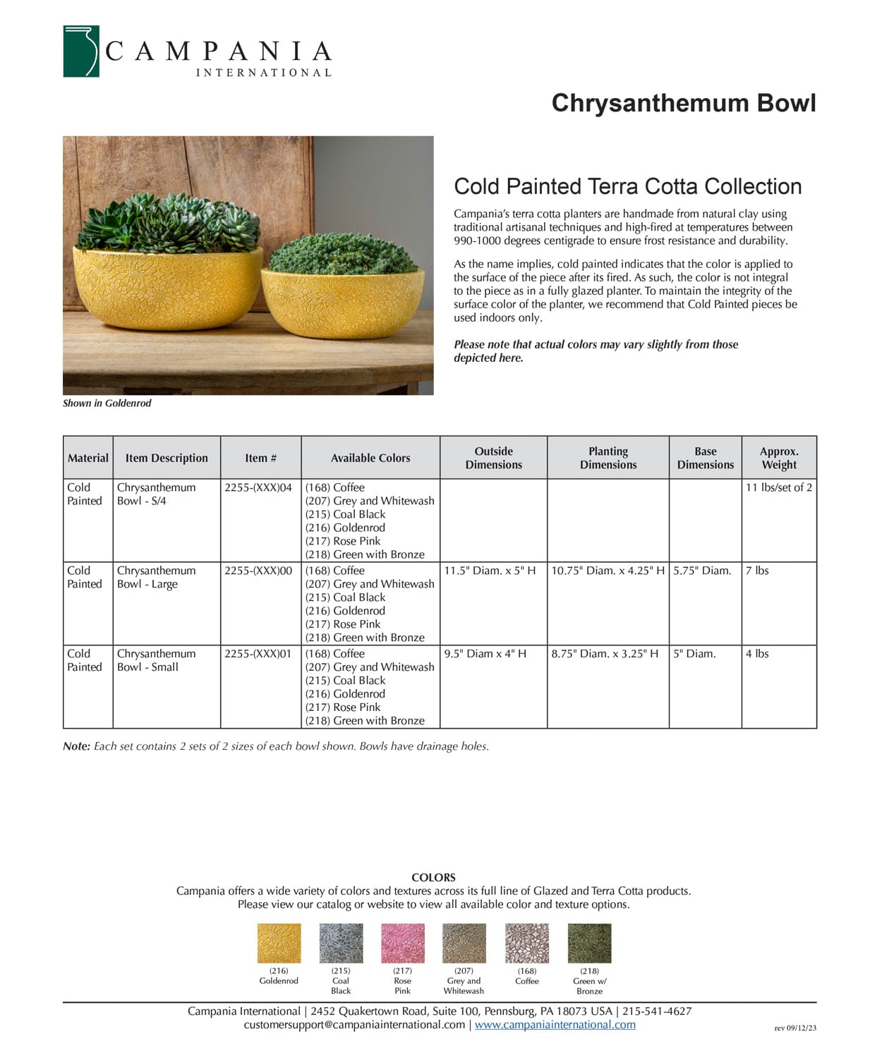Chrysanthemum Bowl  | Cold Painted Terra Cotta Planter