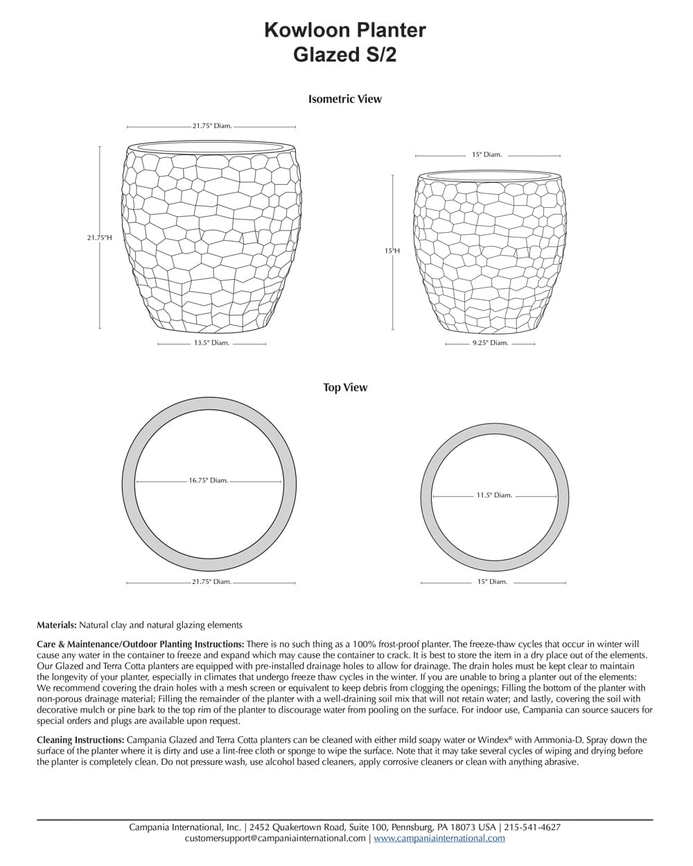 Kowloon Planter Set of 2 Specifications
