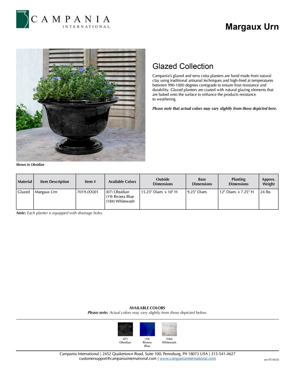 Margaux Urn Planter | Glazed Collection